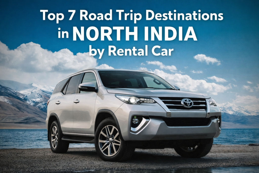 Scenic North India road trip with rental car on mountain highway
